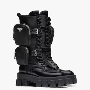 Monolith brushed rois leather and nylon biker boots